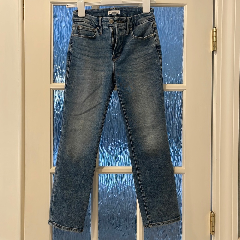 Good American Good Petite Straight Light Compression Jeans